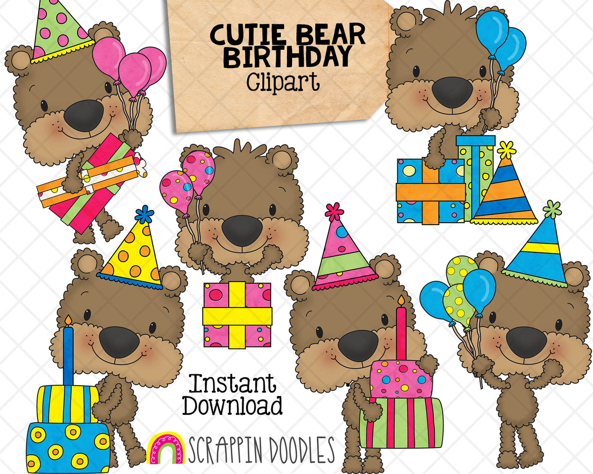 Cutie Bear ClipArt Bundle - Brown Bear Graphics - Commercial Use PNG