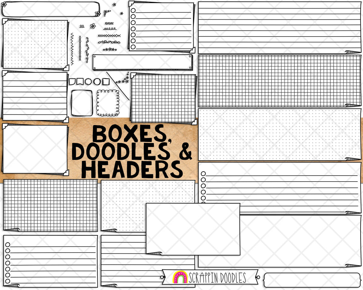 Doodle Calendar Templates - Portrait - Create your own BUJO Doodle style Calendars - Commercial Use