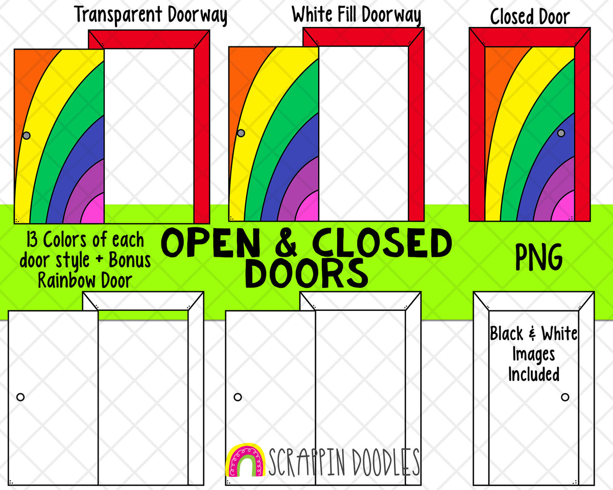 Door ClipArt - Open Doors Clip Art - Closed Doors - Entryway - Create A Room