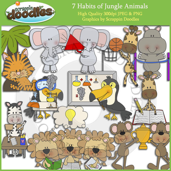 7 Habits of Jungle Animals Clip Art Download