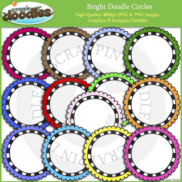 Bright Doodle Frames / Borders Clip Art Bundle