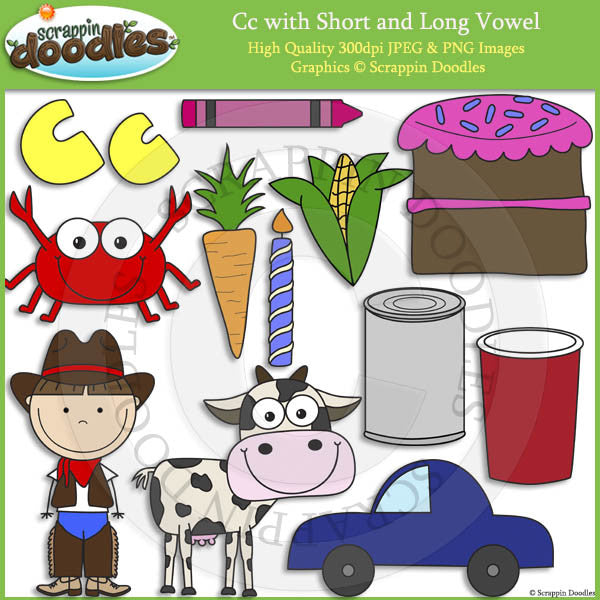 Cc Short and Long Vowel Clip Art and Line Art