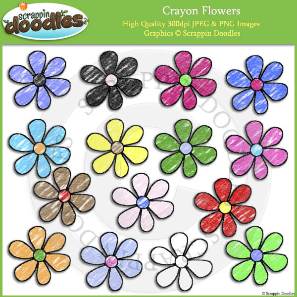 Crayon Flowers Clip Art