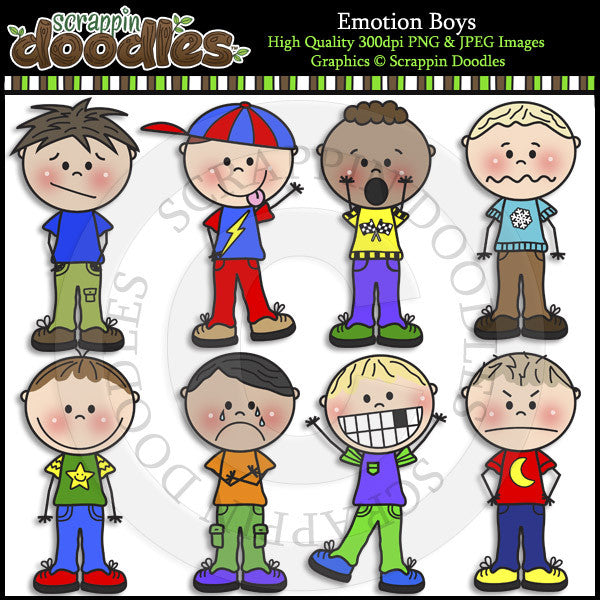 Emotion Boys Clip Art & Line Art