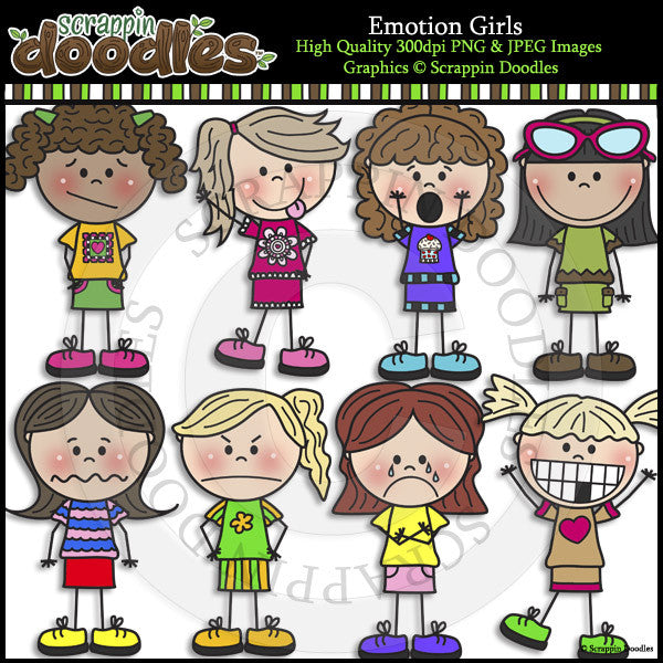 Emotion Girls Clip Art & Line Art