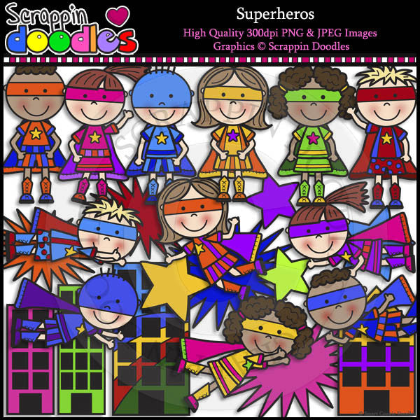 Superheros Clip Art & Line Art