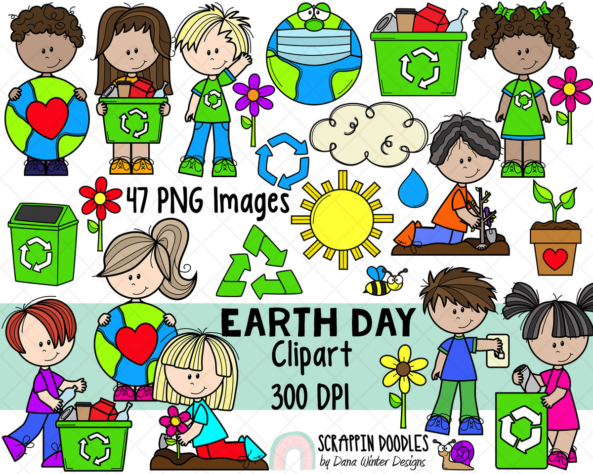 Earth Day Clipart - Earth Day Kids - Instant Download - Environmental Kids - Reduce Reuse Recycle Graphics - Eco Friendly ClipArt 