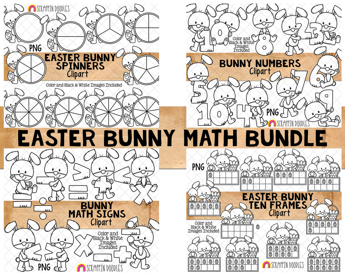 Easter Bunny Math Clip Art Bundle 2021