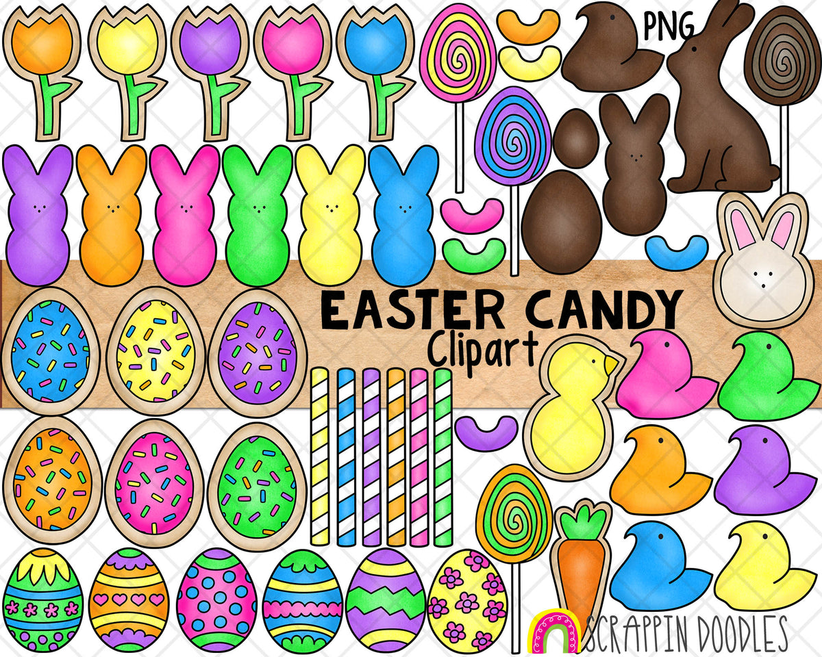 Easter Candy ClipArt - Decorated Eggs - Sprinkle Cookies - Chocolate Bunny - Commercial Use - PNG