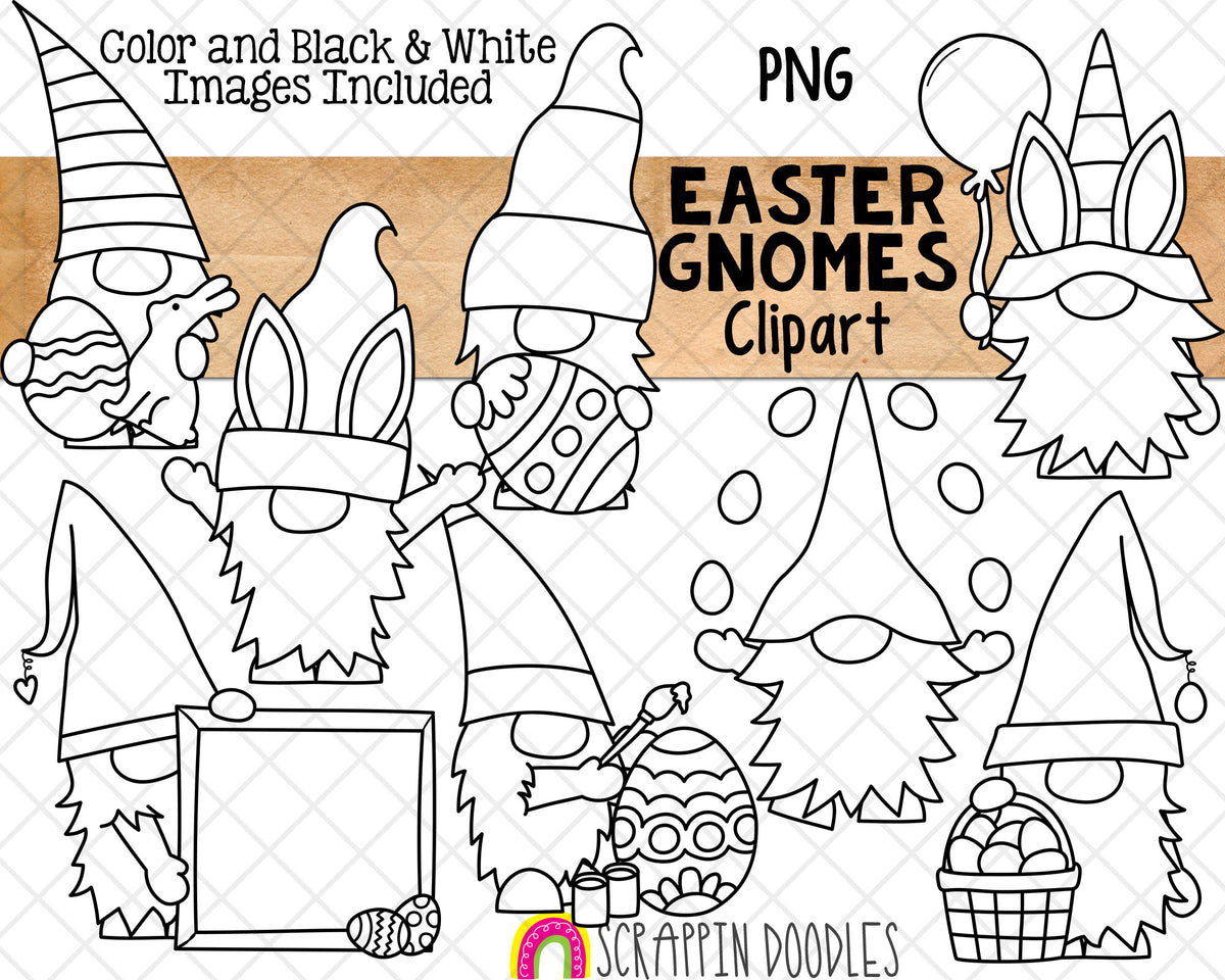 Easter Gnomes ClipArt- Easter Gnome Clip Art - Spring Garden Gnomes - Commercial Use - Gnome Sublimation - PNG