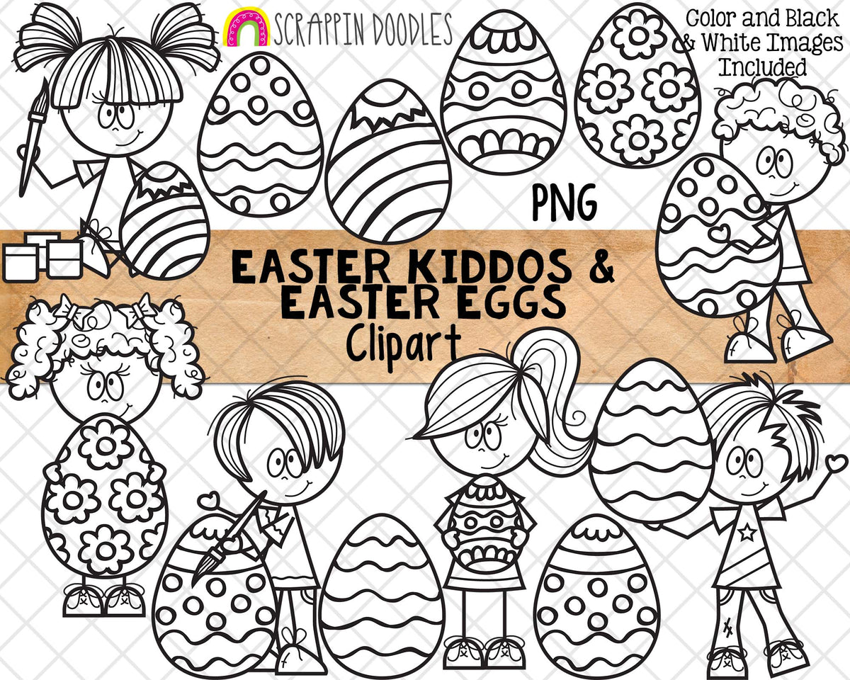 Easter Kiddos & Easter Eggs ClipArt - Decorated Easter Eggs - PNG