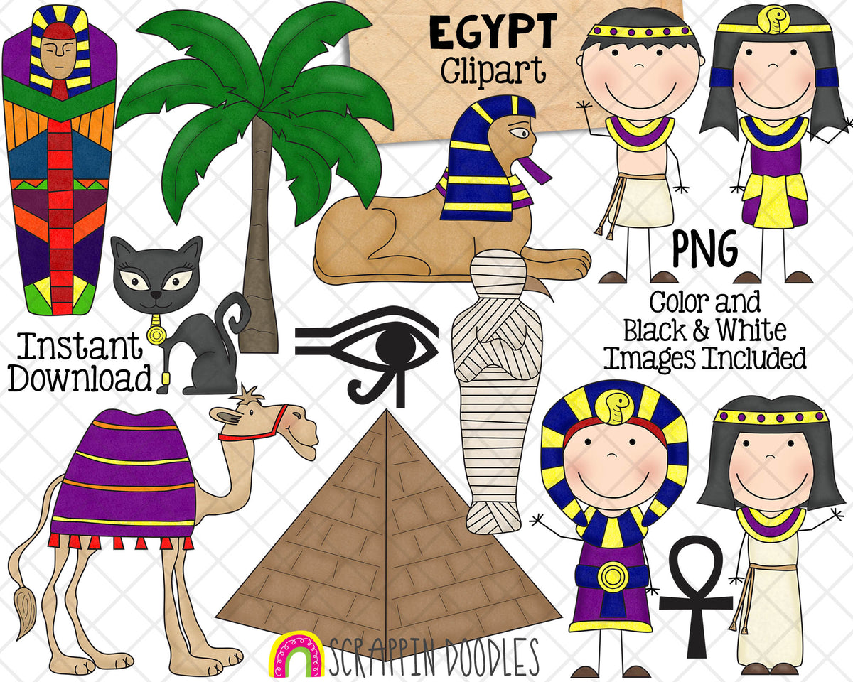 Egypt ClipArt - Egyptian Graphics - Pharaoh - Mummy Tomb - Pyramids - Camel - Commercial Use PNG