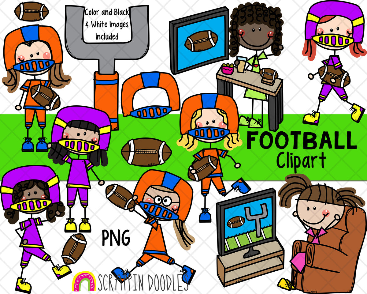 Football Clipart - Playing Football Clipart - Watching Football - Football Girls