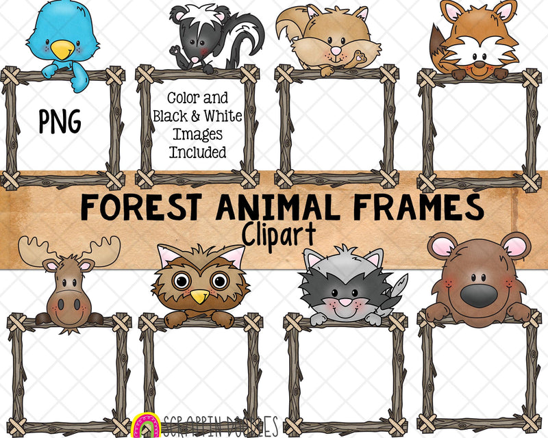 forest animal clipart black and white