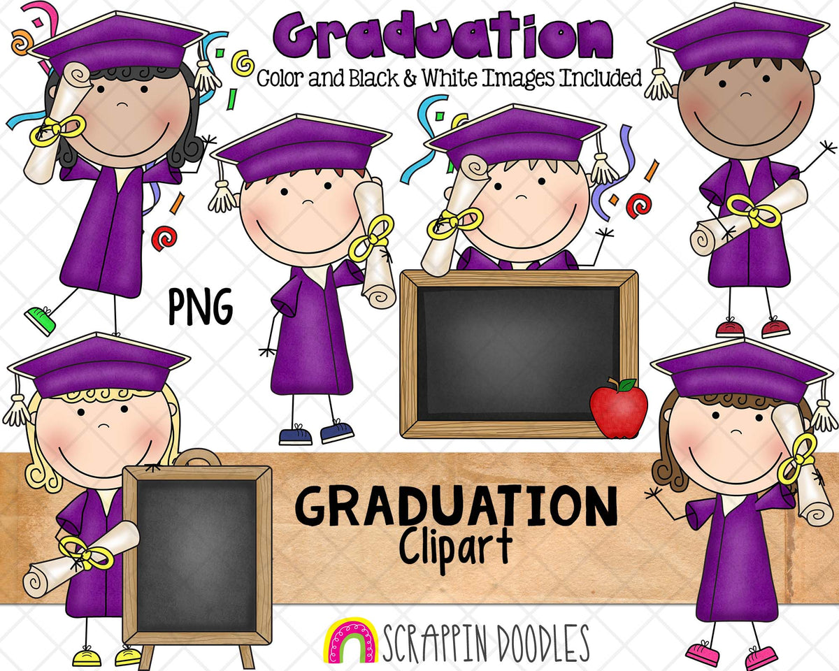 Graduation ClipArt - Students Graduating School - Commercial Use PNG Sublimation Graphics