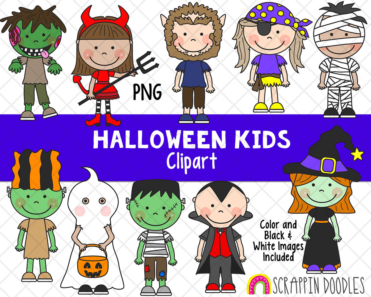 Halloween Clipart - Halloween Dress Up Kids ClipArt - Halloween Costumes Clipart