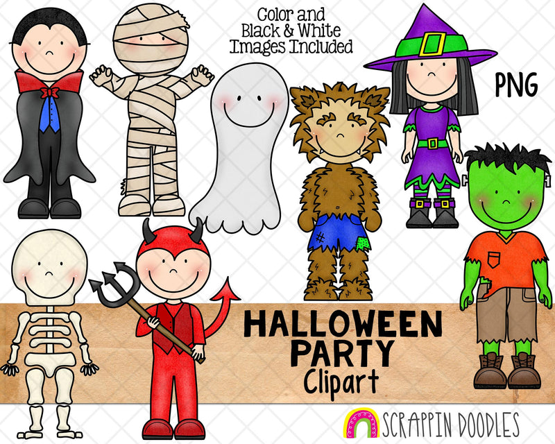 Halloween ClipArt - Halloween Party Costumes - Dracula - Werewolf - Mu ...