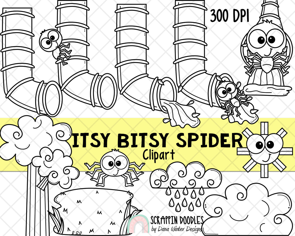 Itsy Bitsy Spider ClipArt - Nursery Rhyme ClipArt - Kids Story ClipArt - Fairy Tale Graphics - Children's Stories - Story time