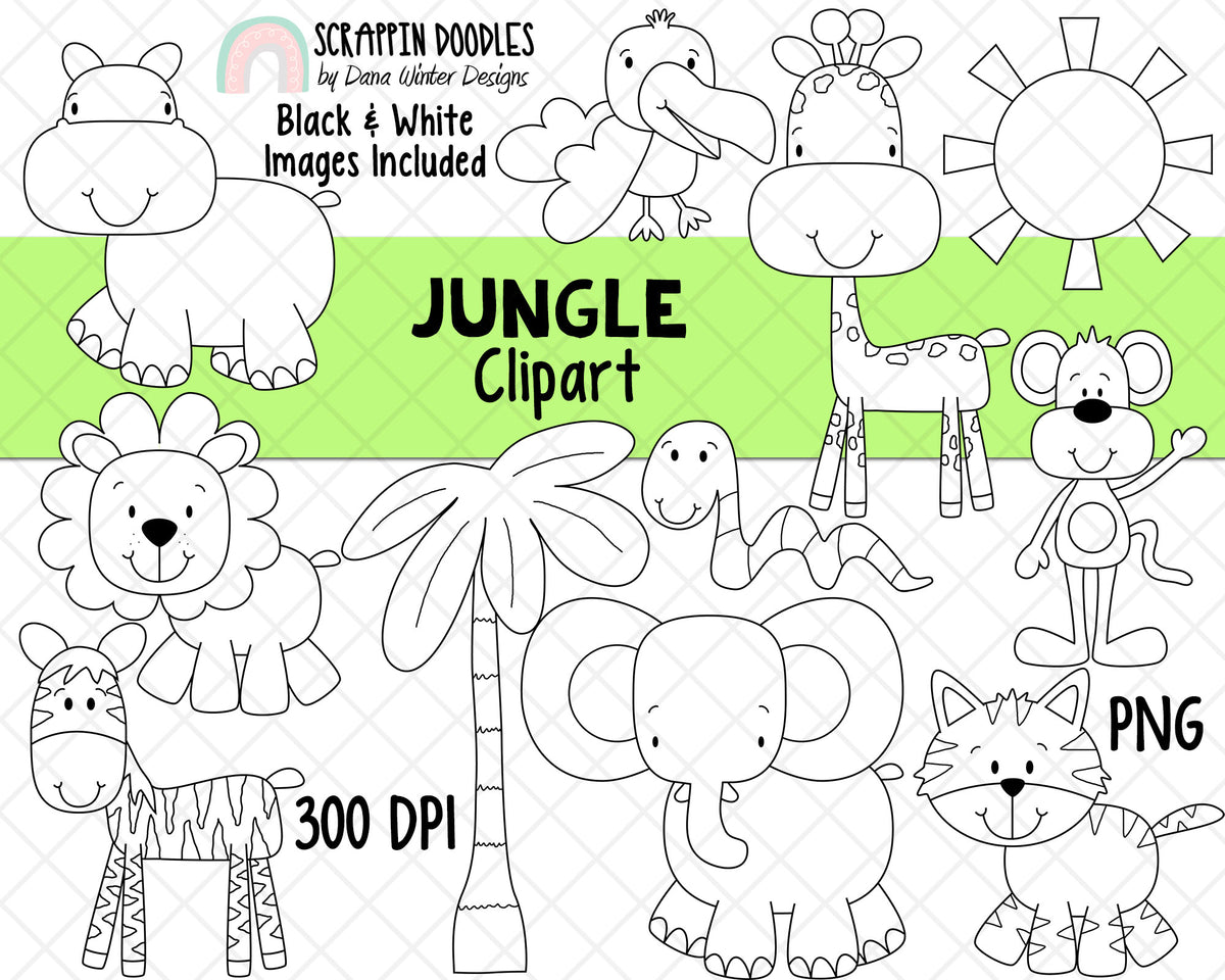 Jungle Animal Clipart - Cute Animal - Safari Clipart -  Safari Baby - Nursery Decor - Safari Baby Shower - Nursery Animal Clipart