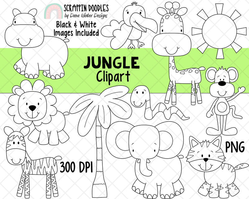 Jungle Animal Clipart - Cute Animal - Safari Clipart -  Safari Baby - Nursery Decor - Safari Baby Shower - Nursery Animal Clipart