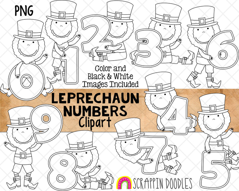 Leprechaun Numbers ClipArt - St. Patrick's Day Number Leprechauns - Irish Leprechauns Graphics - Sublimation PNG