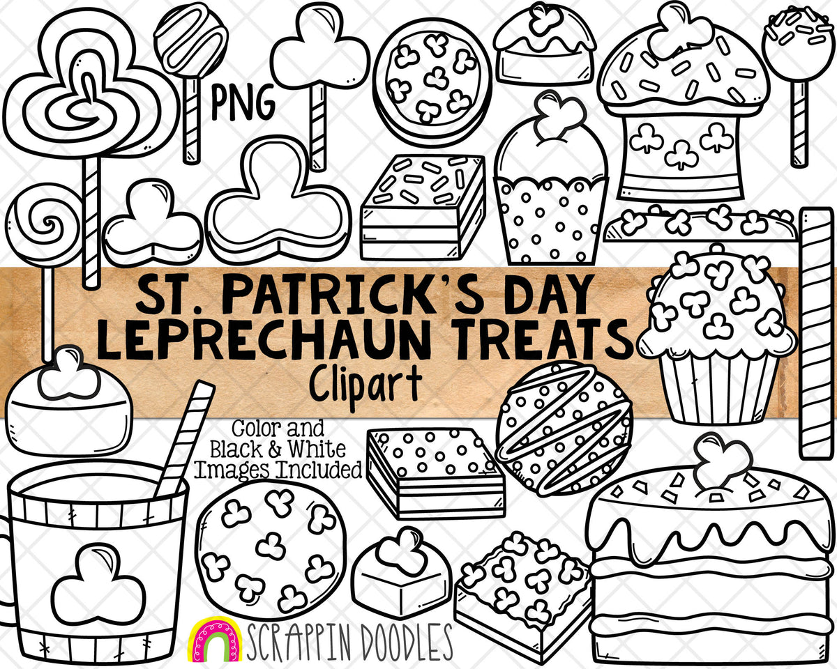 St. Patrick's Day ClipArt - Leprechaun Treats - St Patricks Day Party Food Clip Art - Commercial Use St Patricks Day Sublimation PNG