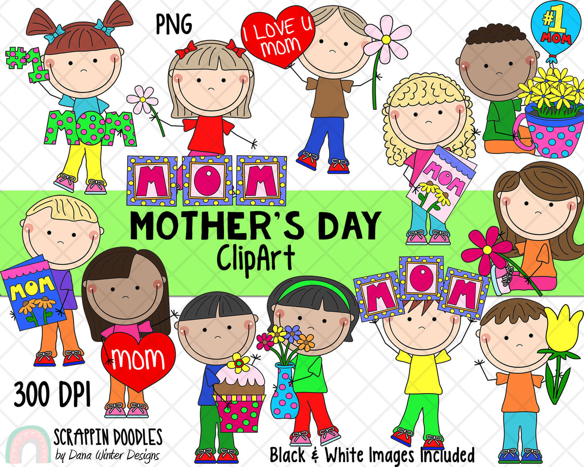 Mothers Day Clipart - Mothers Day Kids ClipArt - Mom Clipart - Mum Clipart - Mothers Day Sublimation Designs - Mothers Day Gifts