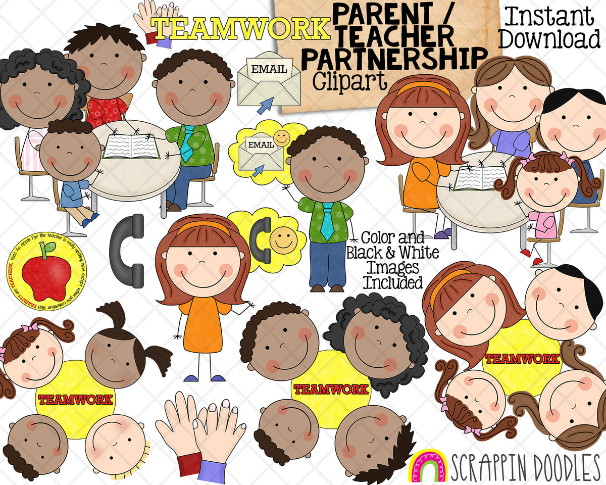 Parent / Teacher Partnership ClipArt - Meet the Teacher - Parents Meeting Teachers - Commercial Use PNG