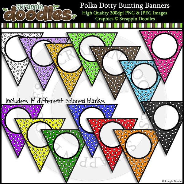 Polka Dotty Editable Bunting Banners