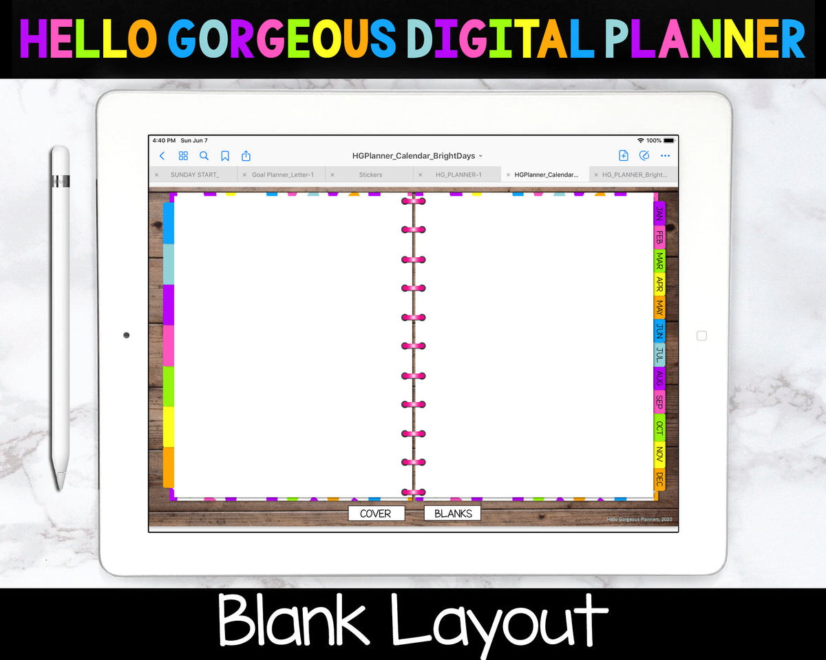 Bright Days Digital Planner - Calendar & Blanks - Undated Instant Download