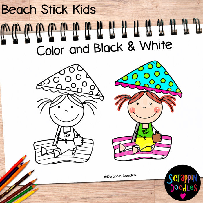 Beach Stick Kids - Summer Vacation Clip Art