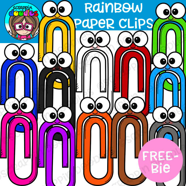 Rainbow Paper Clips Clip Art