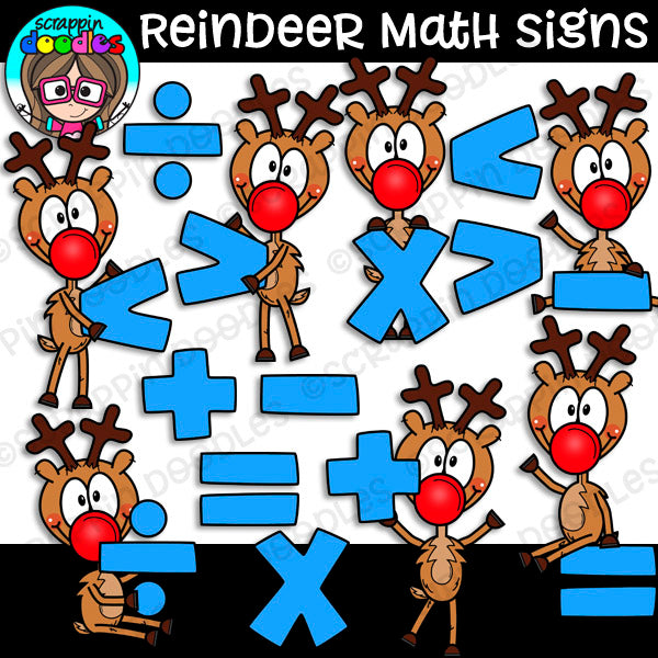 Reindeer Math Signs Clipart