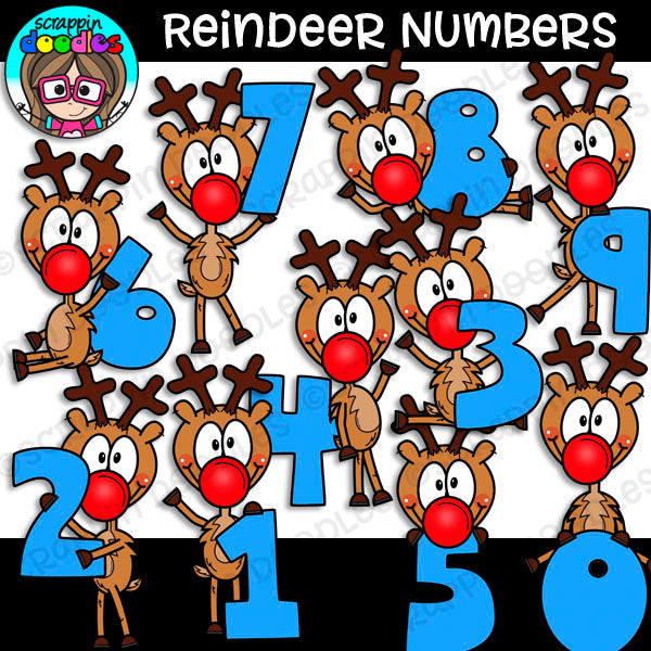 Reindeer Numbers Clipart