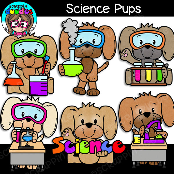 Cute School Pups Clipart Bundle