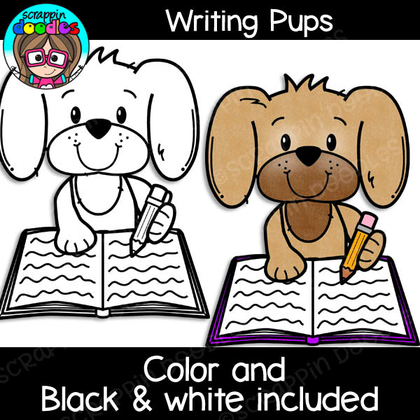 Cute School Pups Clipart Bundle