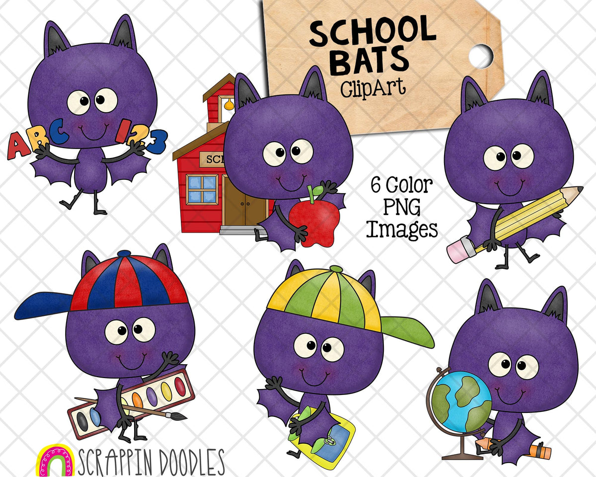 Not Too Spooky Bat ClipArt Bundle - Cute Bat Clipart - Vampire Bats - Flying Bats - Bat Patterns - Commercial Use PNG