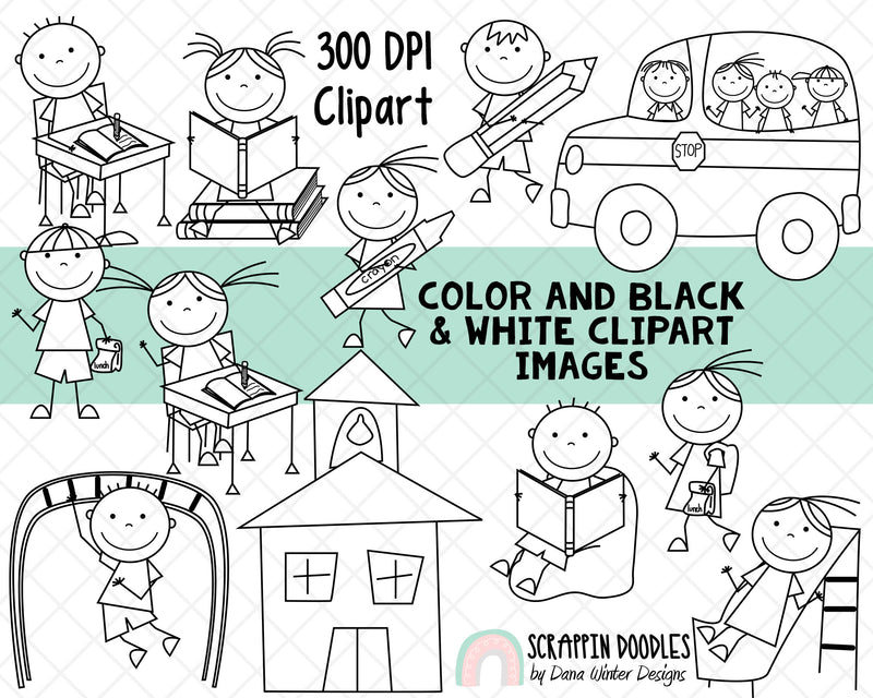 winter clip art for kids black and white