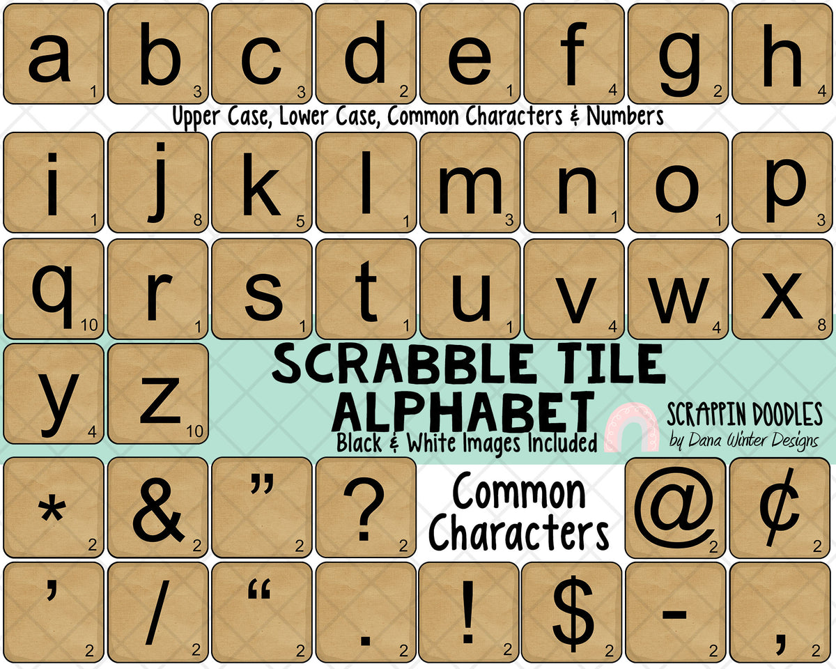 Scrabble Tile ClipArt - Wooden Tile Alphabet ClipArt - PNG Printable Alphabet Tiles