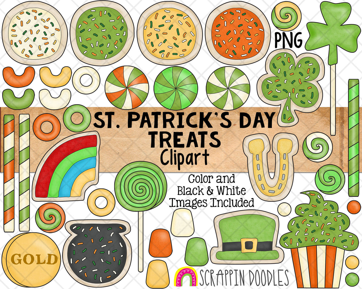 St. Patrick's Day  Sweets ClipArt - St Patricks Day Cookies - Irish Leprechaun Candy Graphics - Sublimation PNG