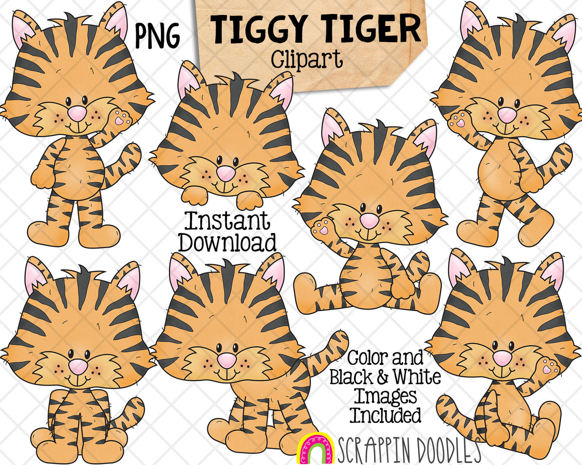 Tiger ClipArt - Tiggy Tiger Cute Baby Jungle Animal - Commercial Use PNG