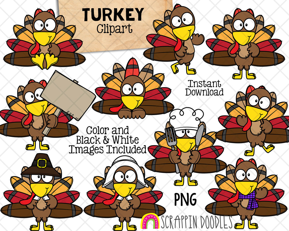 Turkey ClipArt Bundle - Thanksgiving Turkeys - Commercial Use PNG