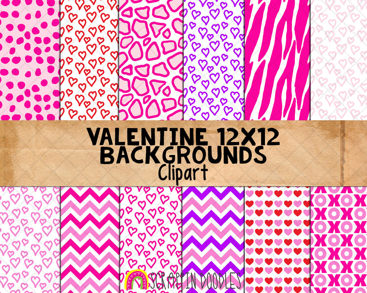 Valentine 12x12 Backgrounds Clip Art