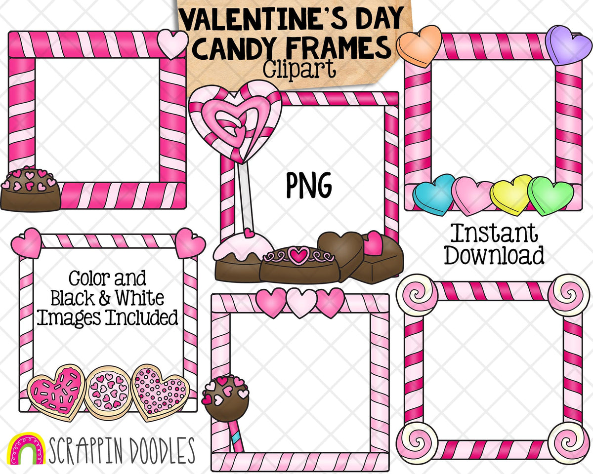 Valentine's Day Candy Frames ClipArt - Commercial Use PNG