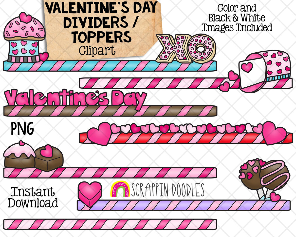 Valentine's Day Candy Dividers / Toppers Clip Art