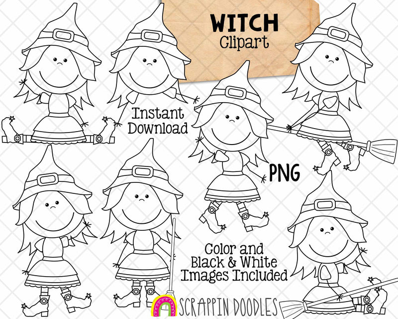 Witch ClipArt - Witch PNG - Halloween Graphics - Commercial Use Sublimation  Graphics